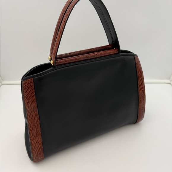 COLOMBO 1937 MILANO Black w/ Exotic Genuine LIZARD 36 FRAME Bag • Made in ITALY - Picture 2 of 15